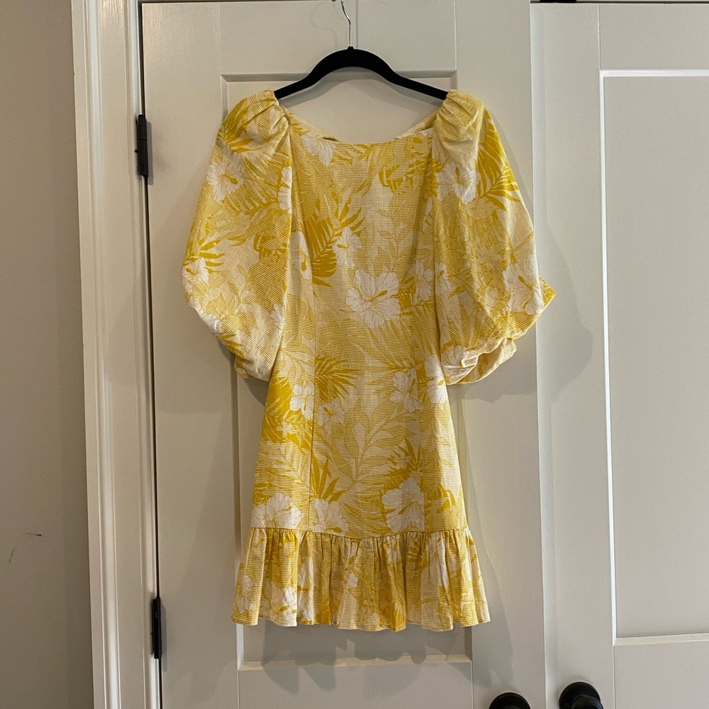 Skylar + Madison Yellow Puff Sleeve Dress